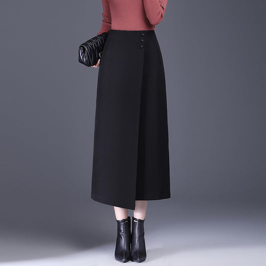 Draping Irregular Straight Women's Split Sheath Skirt GlamzKart
