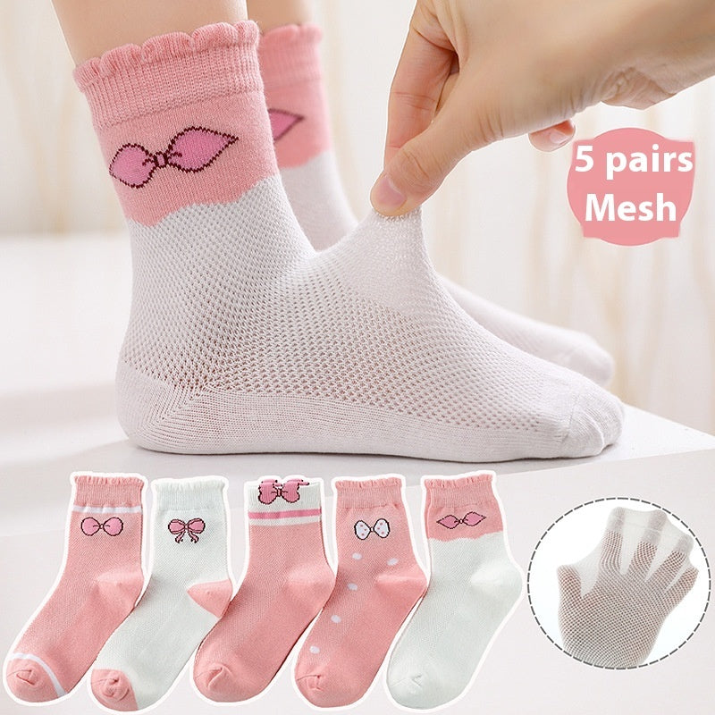 Children's Solid Color Short Socks LR637 Female Bow GlamzKart
