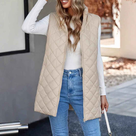 Stand Collar Sleeveless Warm Vest New Zipper Vest