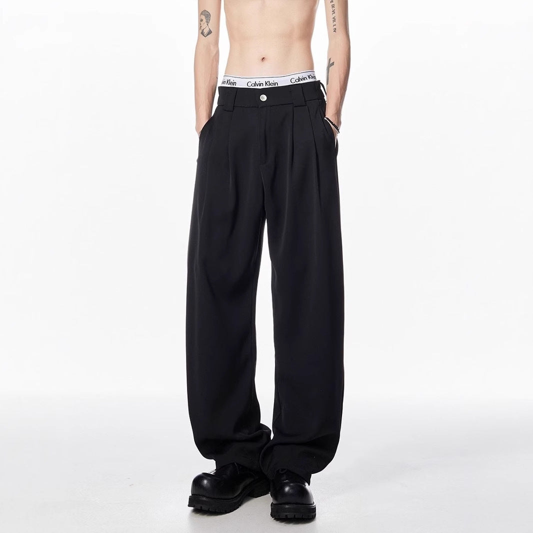 Fashion Personality Drape Ice Silk Leggings Men GlamzKart