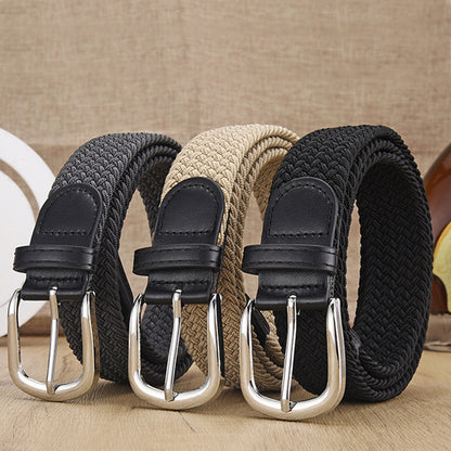 New Men's And Women's Woven Belt Elastic Stretch Punch-free GlamzKart