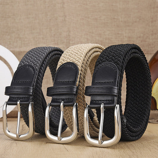 New Men's And Women's Woven Belt Elastic Stretch Punch-free GlamzKart