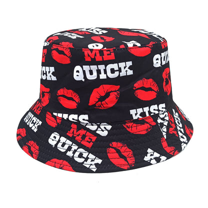 Fashion Letter Lip Pattern Printing Bucket Hat GlamzKart