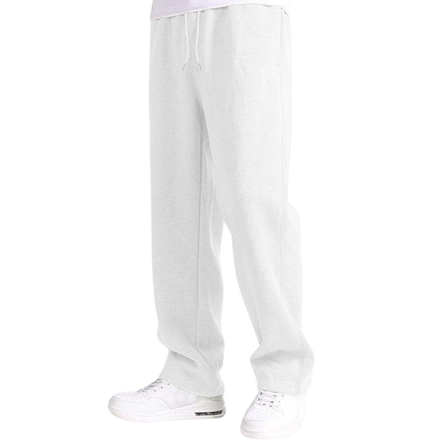 Men's Straight Loose Leisure All-matching Sweatpants White GlamzKart