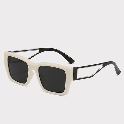 Hollow-out Design Advanced Induction Reactance UV Sunglasses White Frame Gray Piece GlamzKart