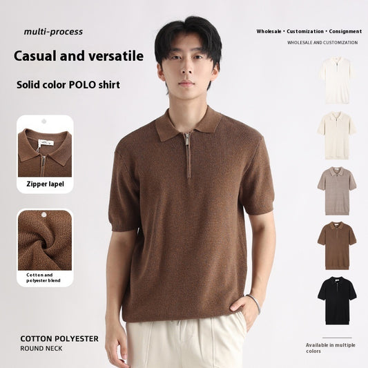 Men's Knitted Short-sleeved Ice Silk Polo Shirt GlamzKart