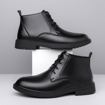 Retro Lace Up Denim Trendy Mid-length Warm Non-slip Men's Martin Boots GlamzKart