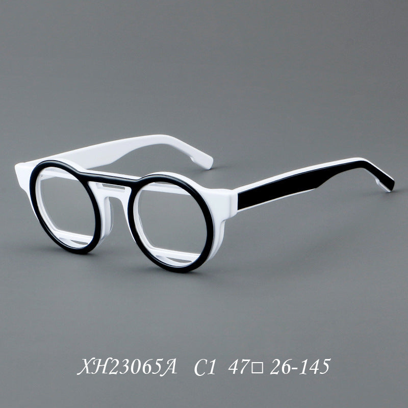 Sheet Metal Eyeglass Frame Retro Frame C1 Black Frame With White Legs GlamzKart