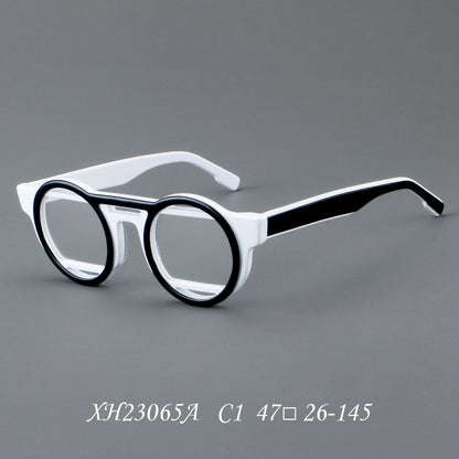 Sheet Metal Eyeglass Frame Retro Frame C1 Black Frame With White Legs GlamzKart
