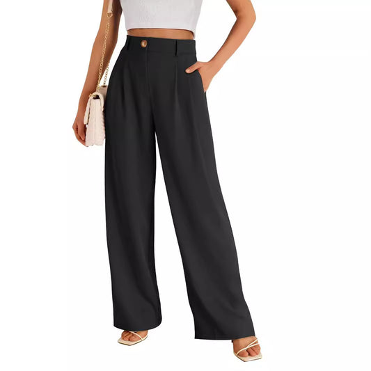 Women's Pocket High Waist Straight All-matching Casual Zipper GlamzKart