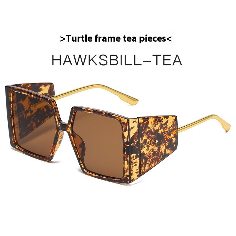 New Large Square Frame Sunglasses Hawksbill Box Dried GlamzKart