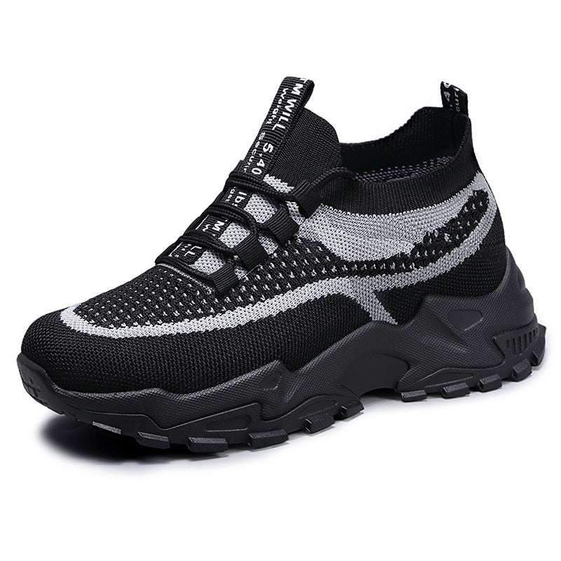 Soft Sole Lightweight Dad Shoes Women's Shoes Flying Woven Breathable Mesh Surface Shoes Black GlamzKart