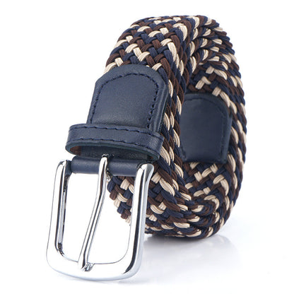 Silk Elastic Woven Elastic Men's Women's Belt Canvas Belt Dark Blue Brown Khaki GlamzKart