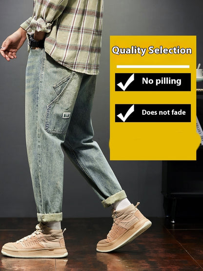 Stretch Retro Yellow Mud Jeans Men Fashion Brands Loose Casual Trousers GlamzKart