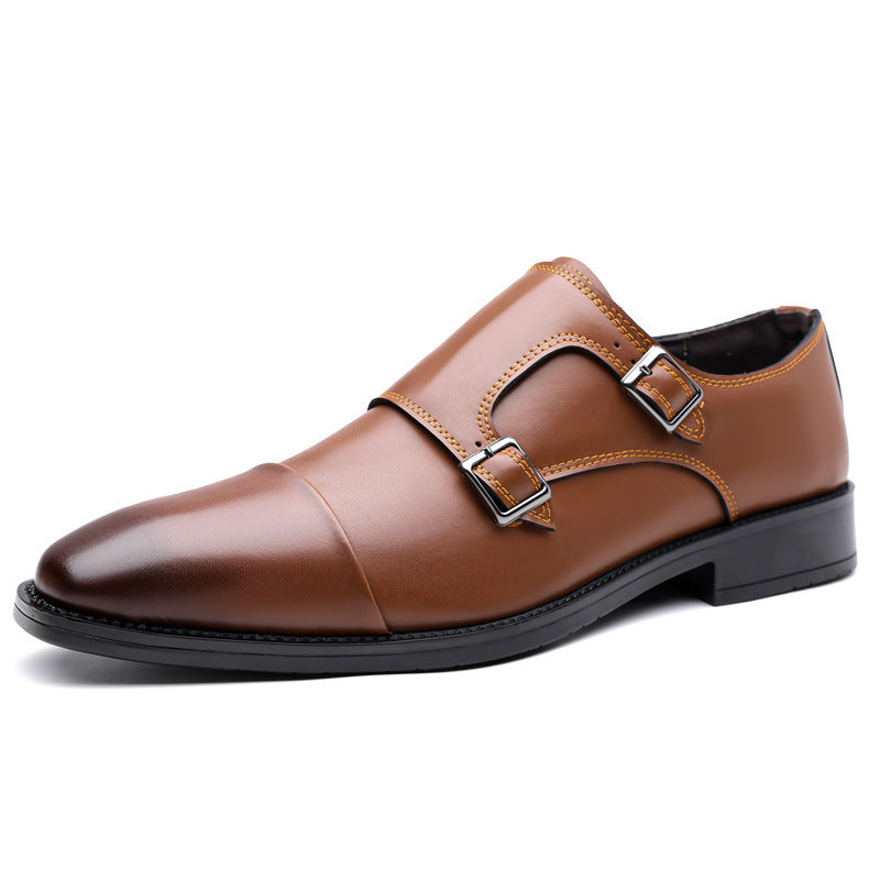 Leather Shoes Men's Business Shoes Oxford Brown GlamzKart