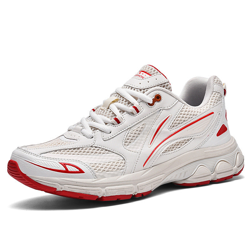 Flying Woven Breathable Increased Fashionable Soft Sports Men's Shoes Gray Red GlamzKart