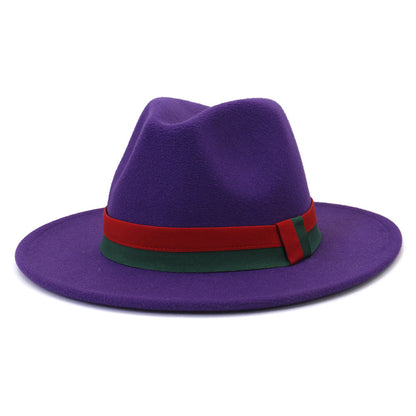 Big Brim British Style Woolen Jazz Top Hat Purple 58cm GlamzKart
