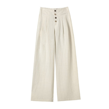 Women's Cotton And Linen Wide-leg Pants Loose Drooping Casual Straight Pants GlamzKart