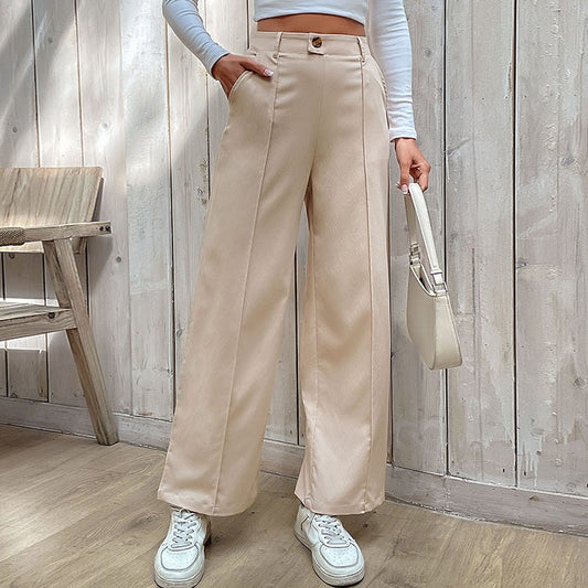 Women's Casual Slacks Splicing Straight-leg Pants GlamzKart