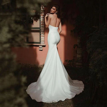 Women's Tube Top Satin Fishtail Gown GlamzKart