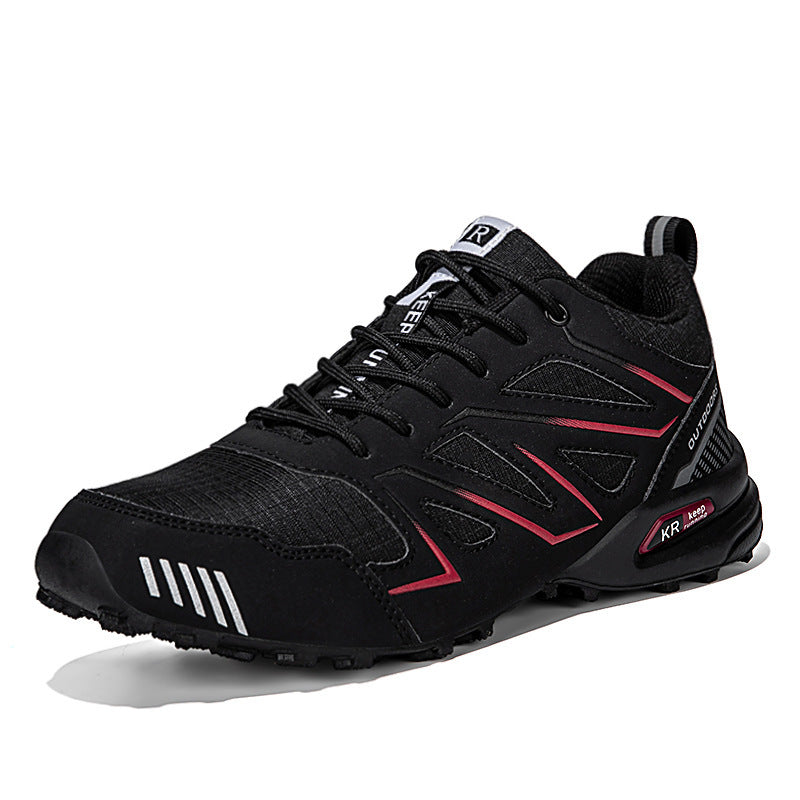 Plus Size Low-top Men's Breathable Casual Sneaker A2502 Black And Red GlamzKart