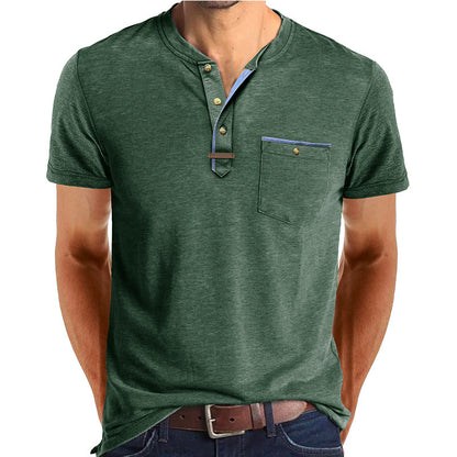 Men's Short-sleeved T-shirt Casual Crew Neck Top Green GlamzKart