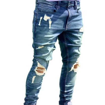 Men's Ripped Fashion Personality Street Trend Style Jeans GlamzKart