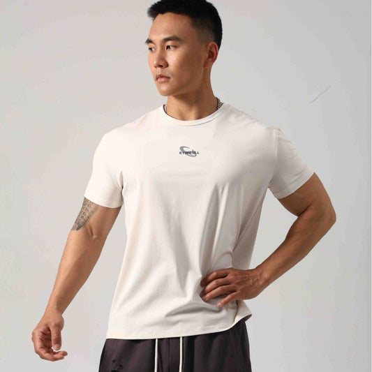 Men's Short Sleeve New Small Neckline Show Muscle Sports Fitness Short Sleeve GlamzKart