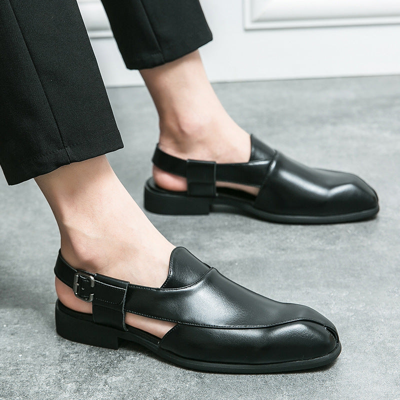Plus Size Men's Slip-on Fashionable Breathable Lightweight British Style Leather Sandals GlamzKart