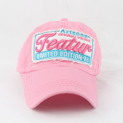 European And American Style Featur Letter Embroidered Peaked Cap Outdoor Casual Hat Pink Adjustable GlamzKart