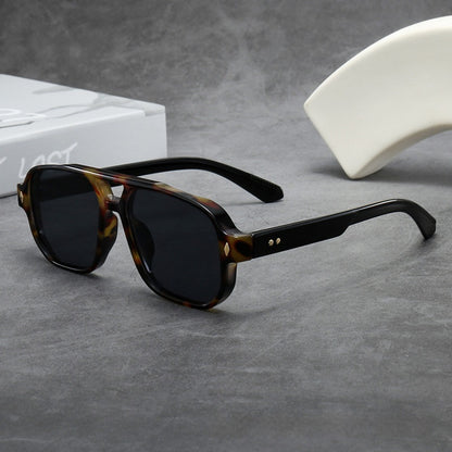 Outdoor Personalized Square Sports Sunglasses Hawksbill Frame Black Leg Gray GlamzKart