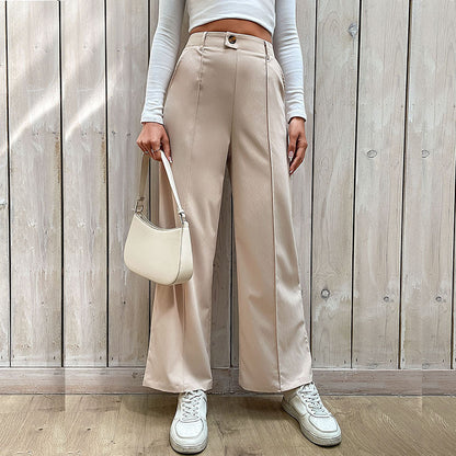 Women's Casual Slacks Splicing Straight-leg Pants GlamzKart