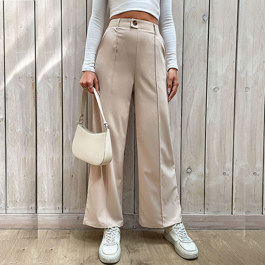 Women's Casual Slacks Splicing Straight-leg Pants GlamzKart