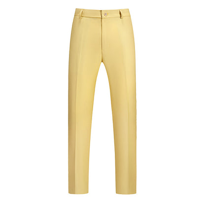 New Boys Straight Solid Color Business Wear Draping Effect Casual Suit Pants Yellow GlamzKart