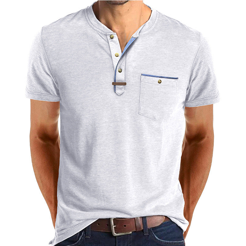 Men's Short-sleeved T-shirt Casual Crew Neck Top White GlamzKart