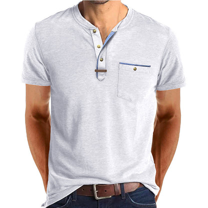 Men's Short-sleeved T-shirt Casual Crew Neck Top White GlamzKart