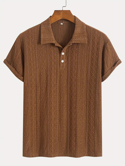 Men's Breathable Hollow-out Lightweight Casual Top Dark Brown GlamzKart