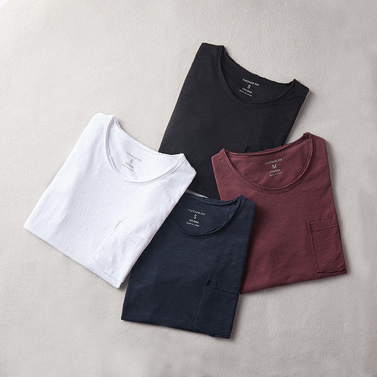Men's T-shirt Thin Cotton Solid Color Short Sleeve GlamzKart
