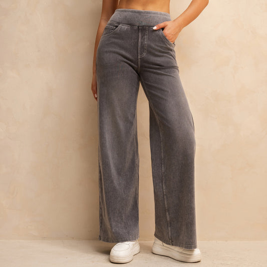 Women's High Waist Mid-light Gray Loose Jeans GlamzKart