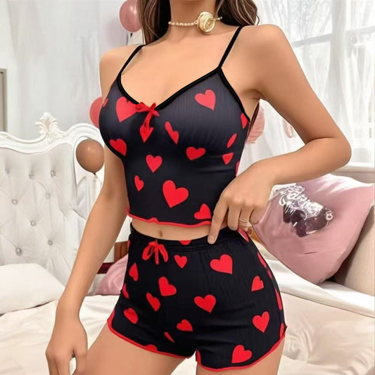 Women's Heart Shape Printed Pajamas Suit GlamzKart