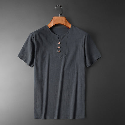 Summer Short-sleeved T-shirt Men's Fashion Casual Plus Size Top Gray Blue GlamzKart