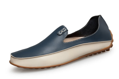 Lightweight Plus Size Korean Gommino Men's Shoes Breathable Blue Leather Surface GlamzKart