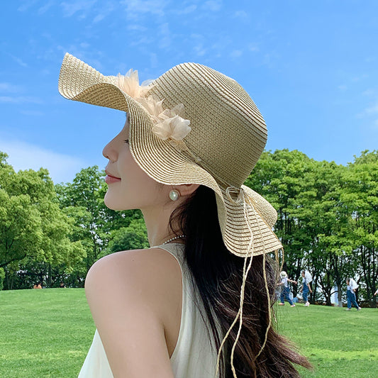 Sun-proof Bow Seaside Vacation Beach Large Straw Hat GlamzKart