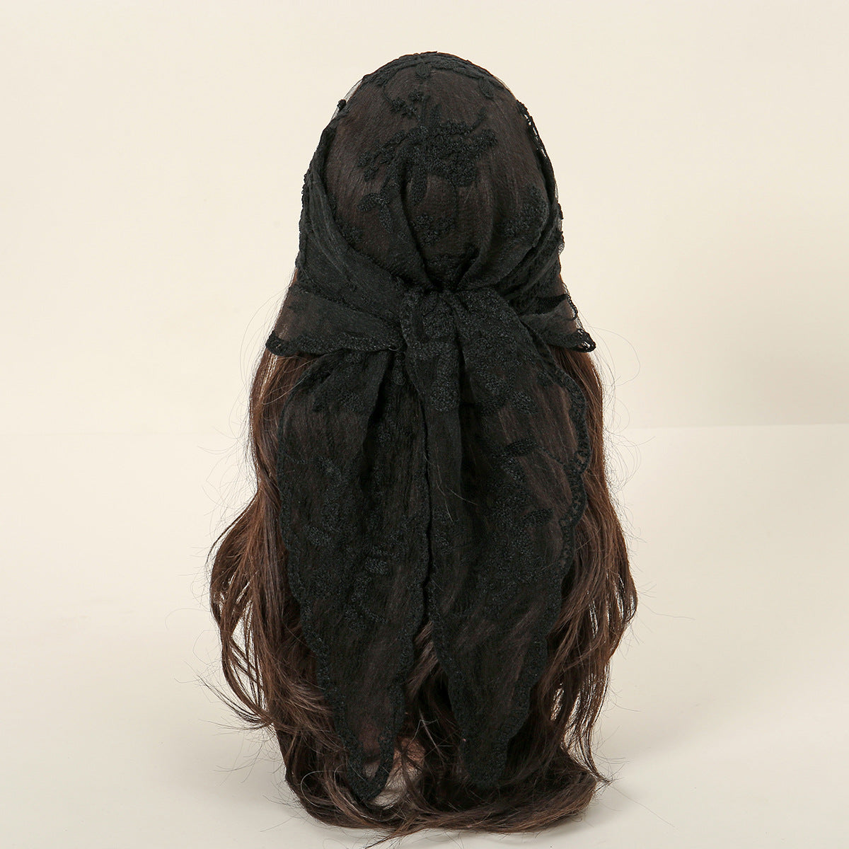 Embroidered Nylon Embroidered Decoration Shawl Scarf 1 Black 135X45cm GlamzKart
