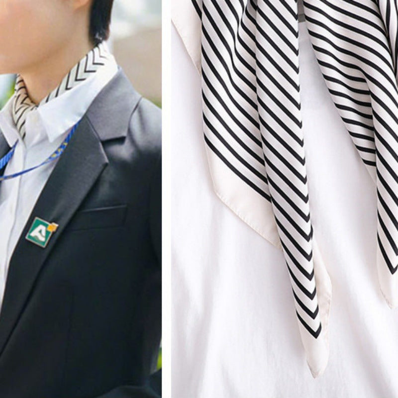 Female Hood Fashionable Silky Satin Wrapped Breathable Beige Stripes 70x70cm GlamzKart