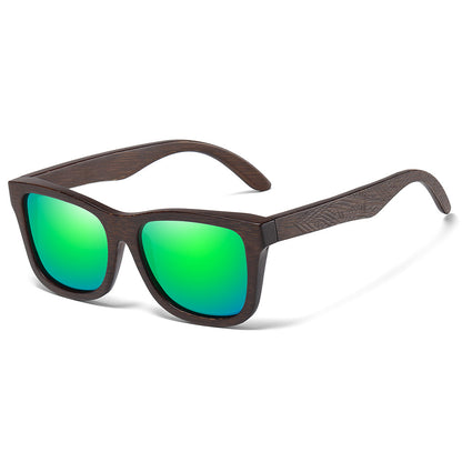 Pattern Leg Spring Hinge Polarized Sun Glasses Green Chip GlamzKart