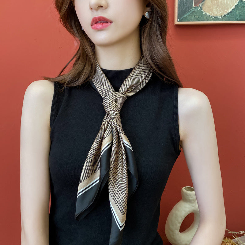 Female Hood Fashionable Silky Satin Wrapped Breathable Ins Retro GEKA 70x70cm GlamzKart