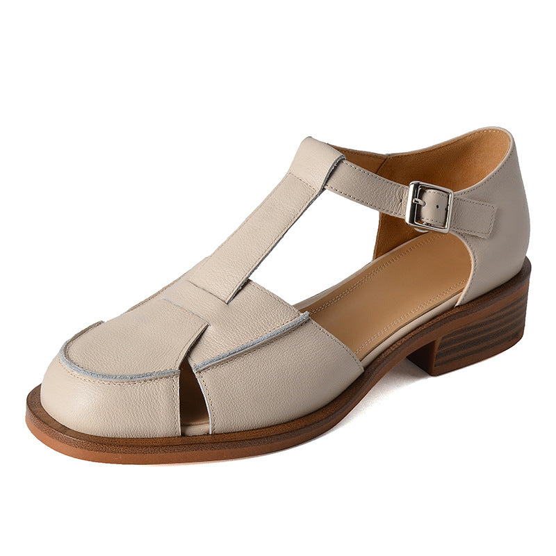 Retro Flat Bottom Women's Sandals Hollowed Toe Box GlamzKart