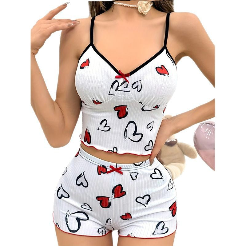 Women's Heart Shape Printed Pajamas Suit GlamzKart
