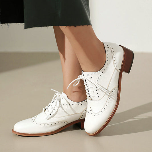 British Retro Oxfords Casual Shoes Lace-up Spring And Autumn Low-top Women GlamzKart